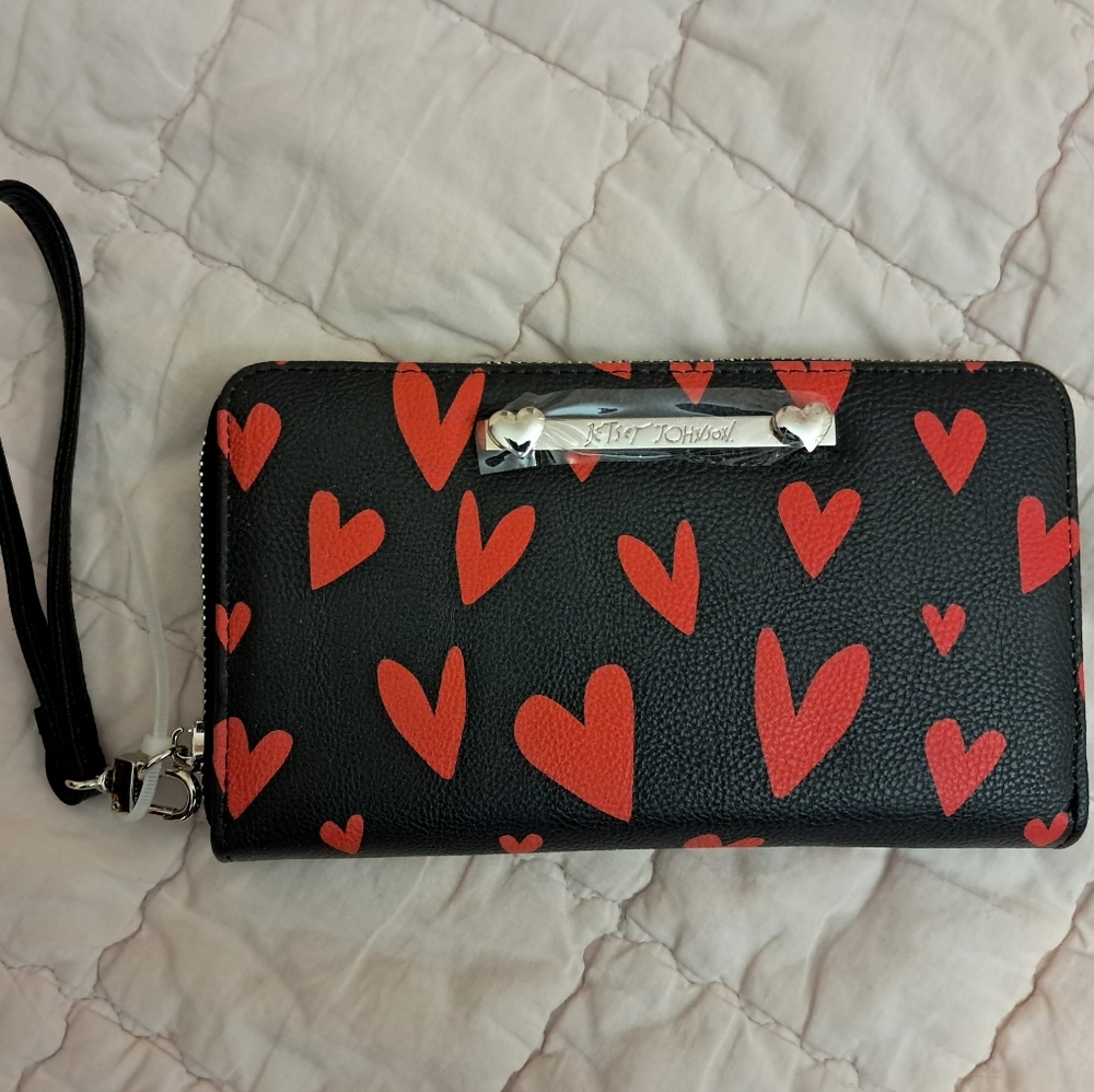 Betsey Johnson Black and Red Heart Wallet